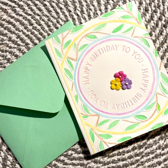 💚💝Hand painted and embossed Birthday card - Picture 3 of 5